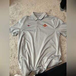 Nike Men’s Light Gray Polo with Red Logos